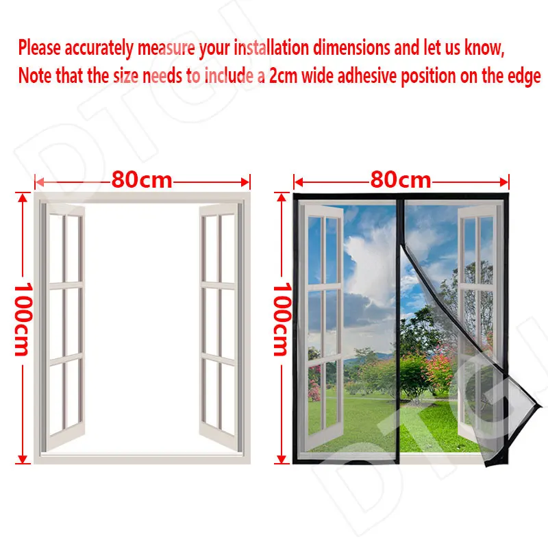 DTGJ Magnetic Screen Windows Mosquito Net Black Air Tulle Anti-insect Curtains Invisible Mesh Customized special size Fiberglass