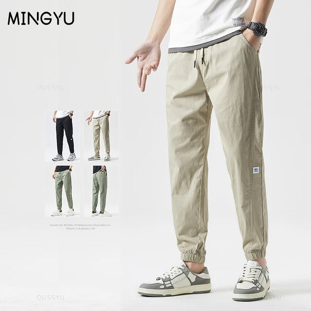 Cotton Men s Ankle Length Pants Man Thin Drawstring Elastic Waist Korean Khaki Casual Sweatpants Jogging Harem Trousers Male AliExpress 200000343