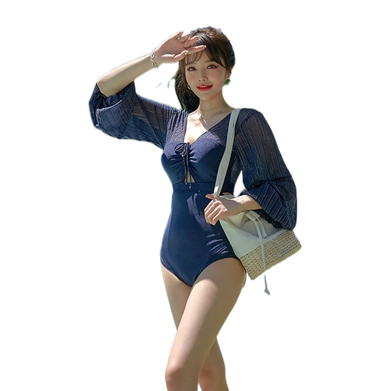 

See Through Swimsuit Bodysuit Long Sleeve Swimming Clothing Womens Backless Sexy Lingerie Hot Spring Loose One Piece Swimwear