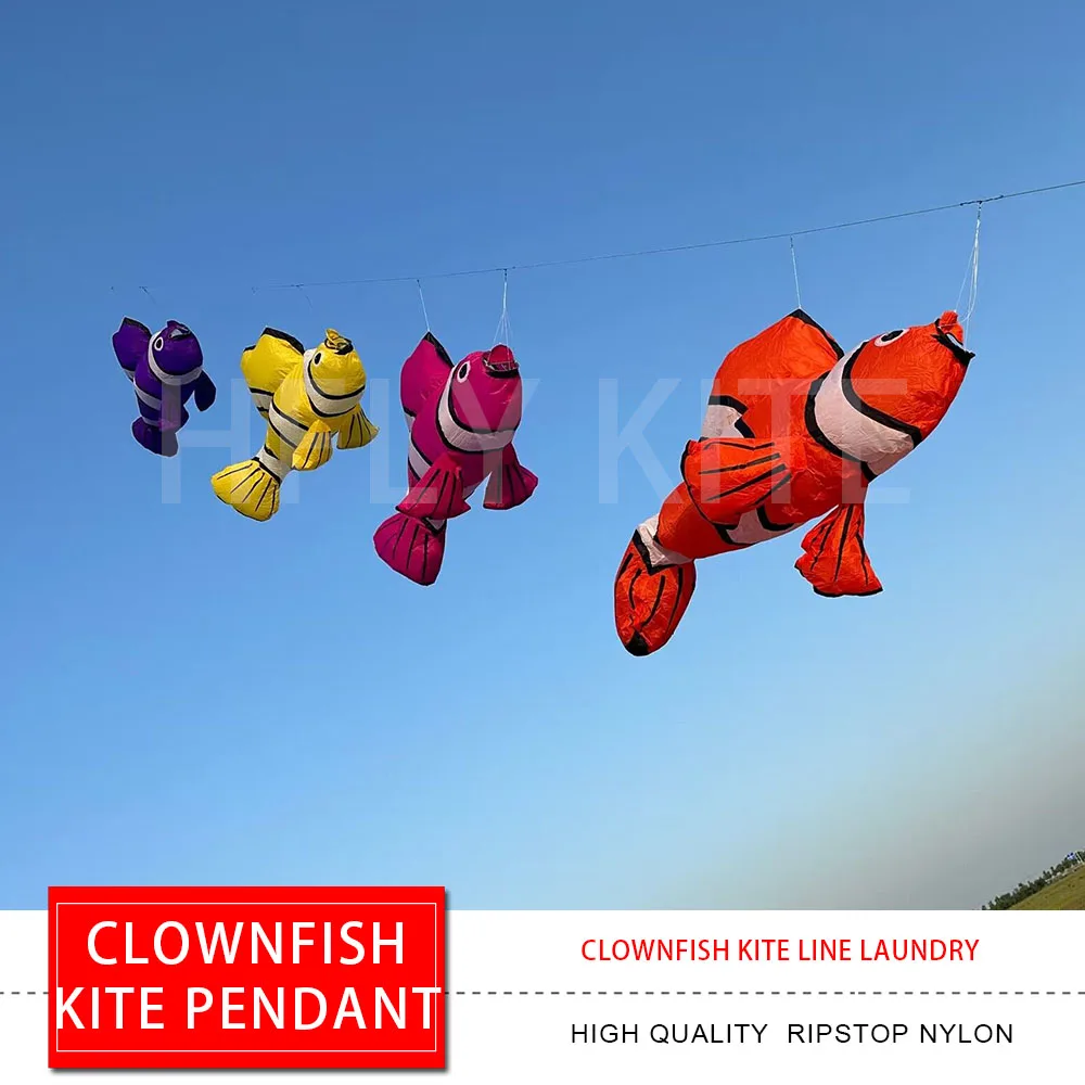HFLY New Arrival Soft Inflatable 2.45m Clownfish Kite Line Laundry for Adults High Quality  Nylon Show Fish Kite Pendant Kite