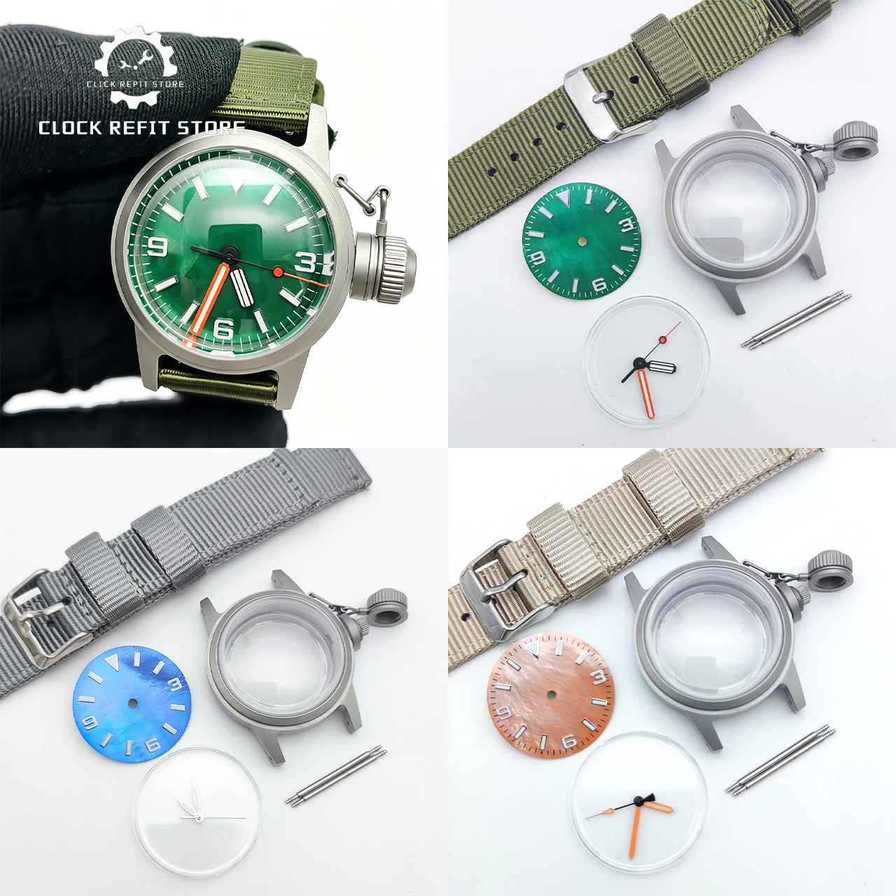 36mm NH35 Automatic Sports Watch Mod Kit, Luminous Mother of Pearl Dial Sapphire Crystal Solid Back Nylon Strap, Hot Sale DIY