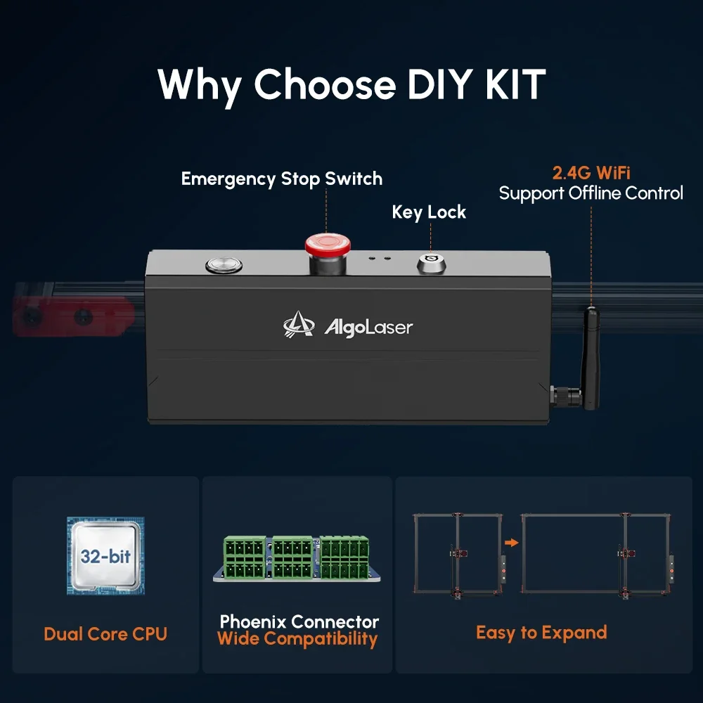 Algolaser-Kit de Mini grabador láser, cortador con Wifi, fuera de línea, Control por aplicación, impresora de marcador de logotipo, bricolaje