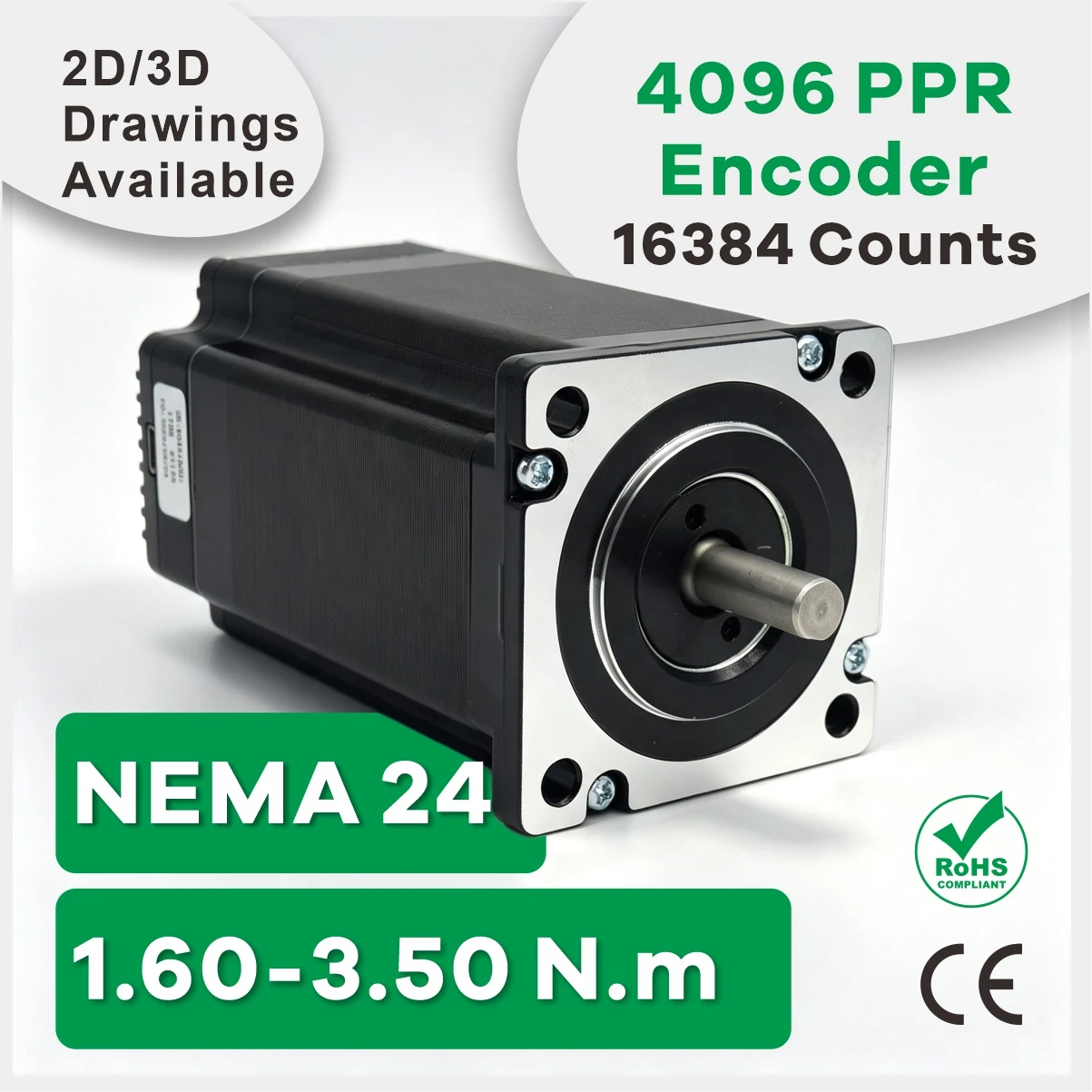 High Torque 60mm Nema 24 Stepper Motor RS485 Modbus RTU Colsed-Loop Step Motor with Integrated Motor for CNC Router CE ROHS