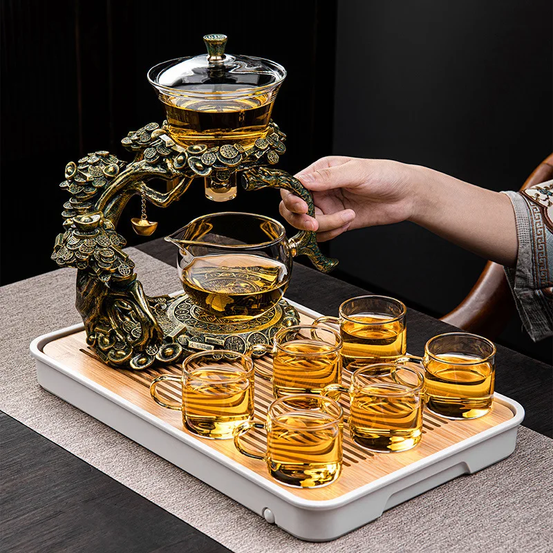 High borosilicate glass automatic tea set office household one-click filter tea pot business gift tea set