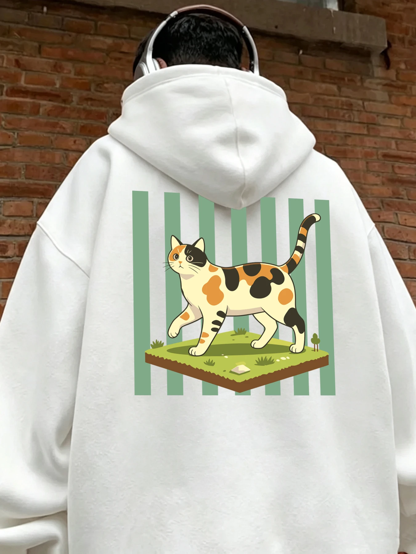 Calico-Katzen-Cartoon-Drucke Herren Koreanische Hoodies All-Match Mode Kapuzenpullover Lässige Lose Hoodies Bequeme Basic-Kleidung – Detail 19
