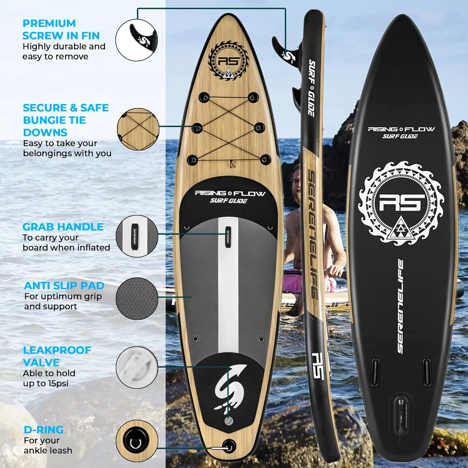 Stand up Paddle Board - Non-Slip SUP with Paddle, Pump, Leash, and Complete Accessories - Enjoyable Water