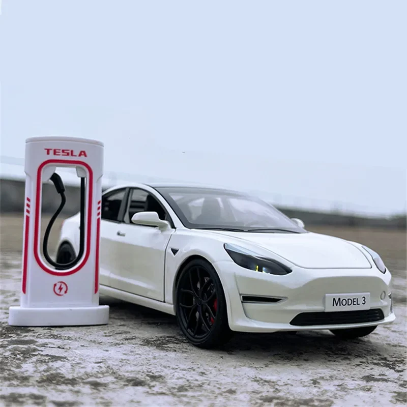 

1:24 Tesla Model 3 Y Alloy Car Model Diecast Metal Toy Vehicles Car Model Simulation Sound Light Collection Childrens Gift