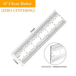 Zero-Centering 6 inch Clear Acrylic Multifunctional Ruler For Crafting Card Making School Supplies Easy Measurement Hand Tool