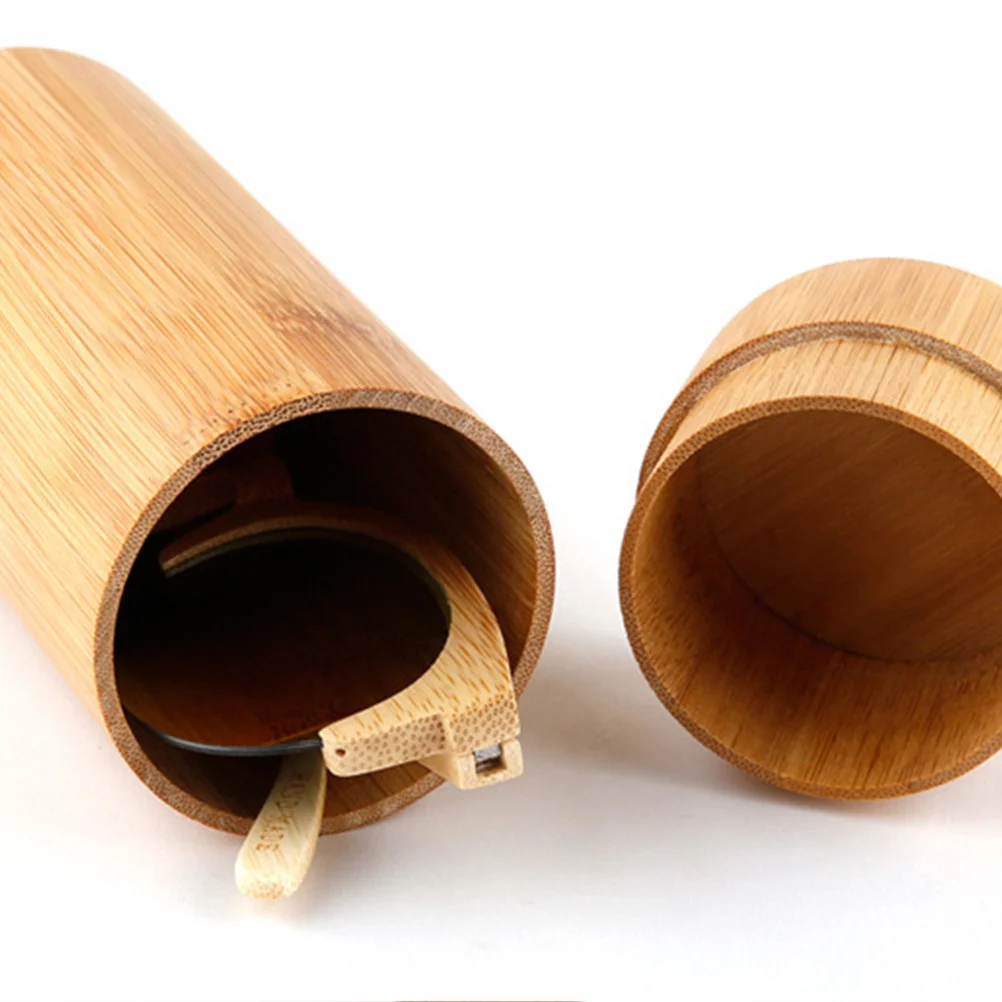 

Bamboo Cylinder Eyewear Case Handmade Stylish Protective Sunglasses Storage Box Eyeglasses Container Portable Glasses