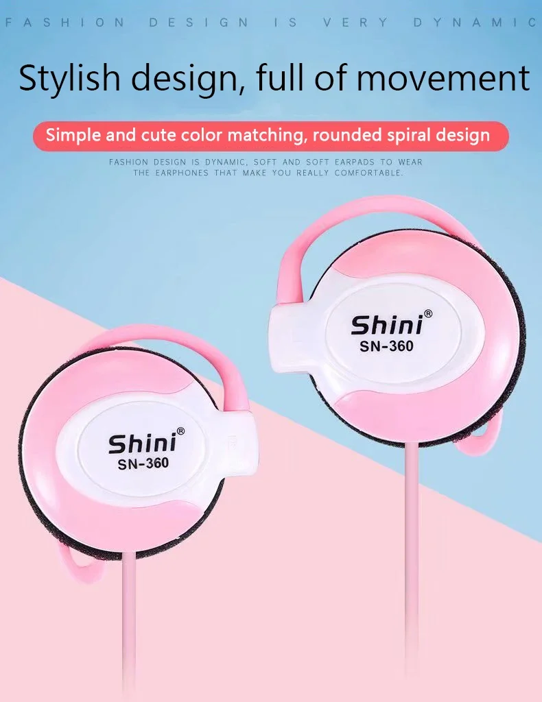 Universal 3.5Mm Earhook Earphones With Mic HD Sound Bass Headset Wired Music Headphone For Phone Pc Mp3