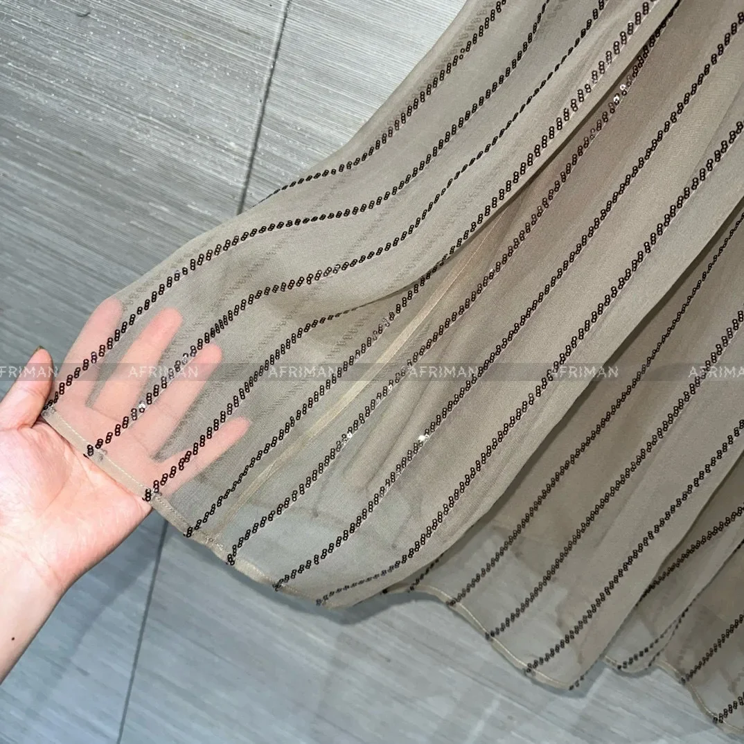 Femmes jupes plissées costumes paillettes perlées soie Organza chemise + taille élastique maille soie jupe longue ensemble