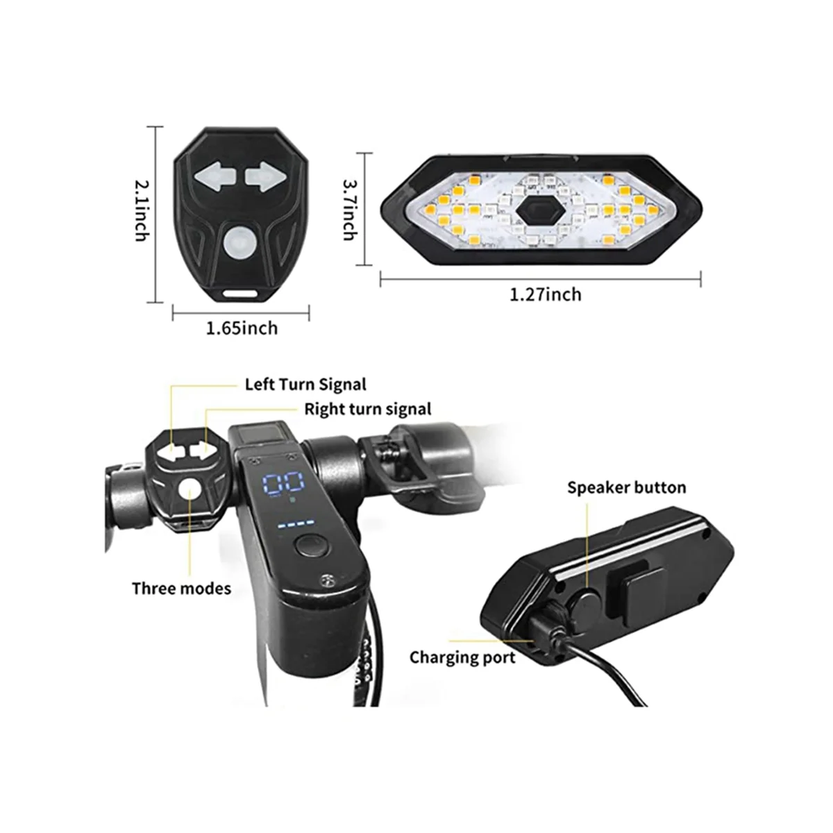 Electric Scooter Turn Signal, Remote Control Bike LED Blinker/Tail Light,Adjustable Directional Turn Signal Rechargeable