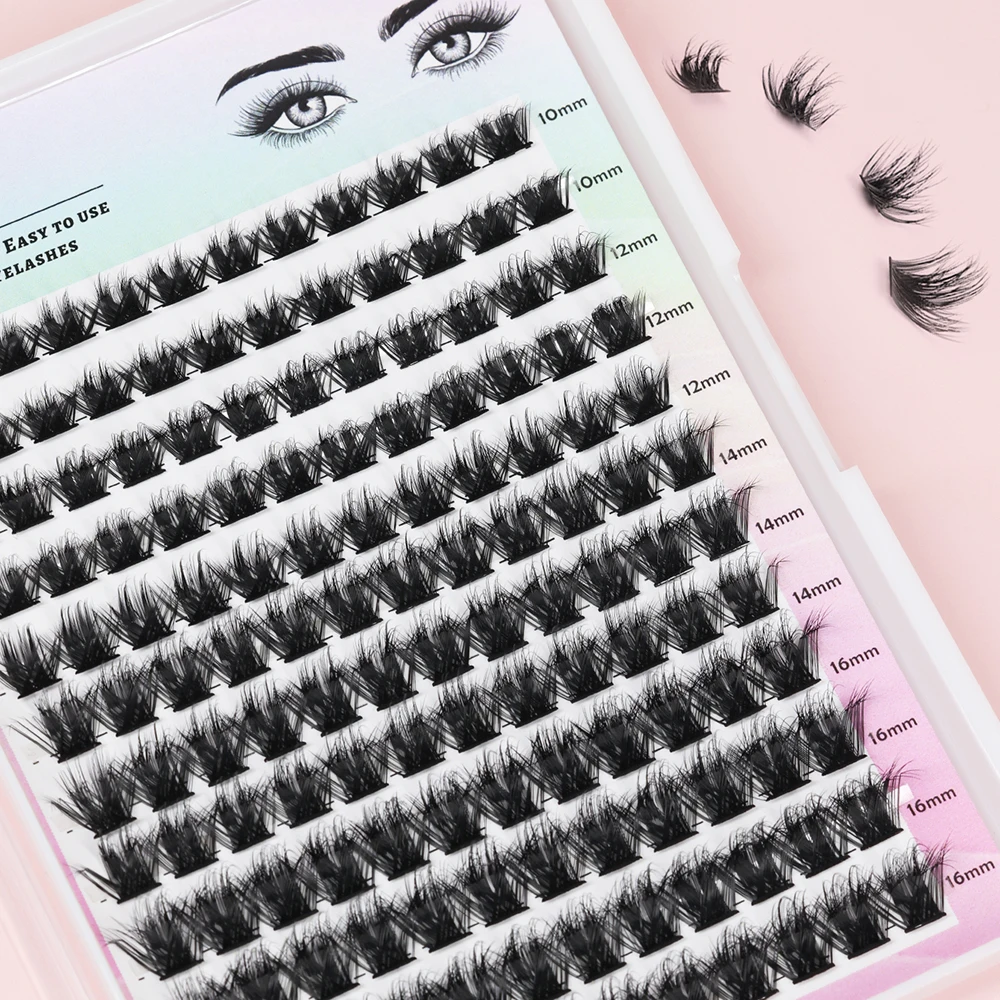 Cluster Wimperverlenging 10-16mm Mix Pluizige Natuurlijke Dikke Lash Clusters 60D80100D Piekerige Individuele 3D Nertsen Wimperverlenging