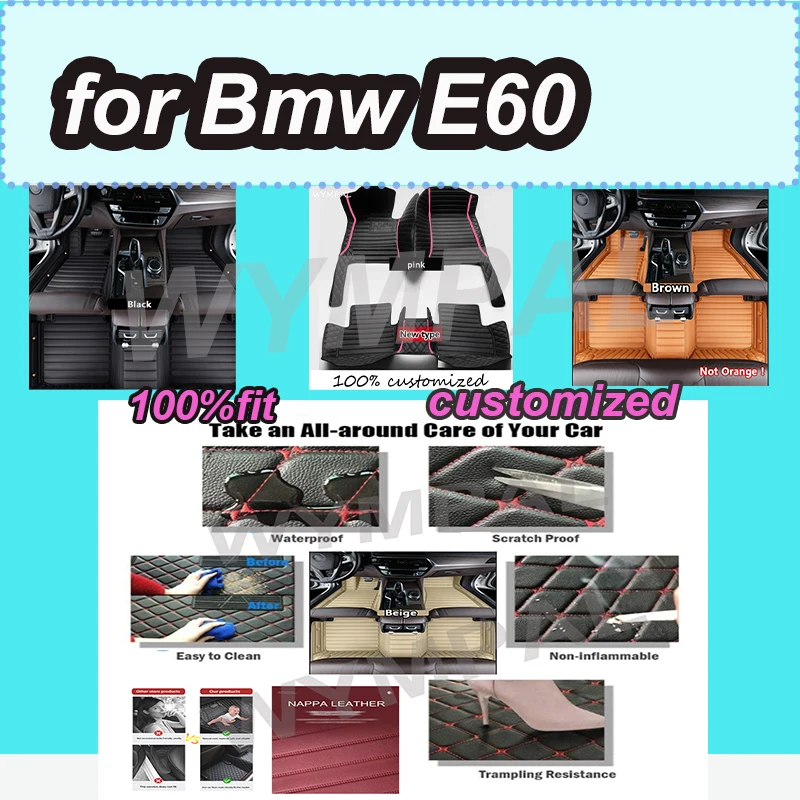 

LUXURY Car Floor Mat For Bmw E60 2004 2005 2006 2007 2008 2009 2010 Series 5 Diamond Carpets Waterproof Foot Pads Floor Mat