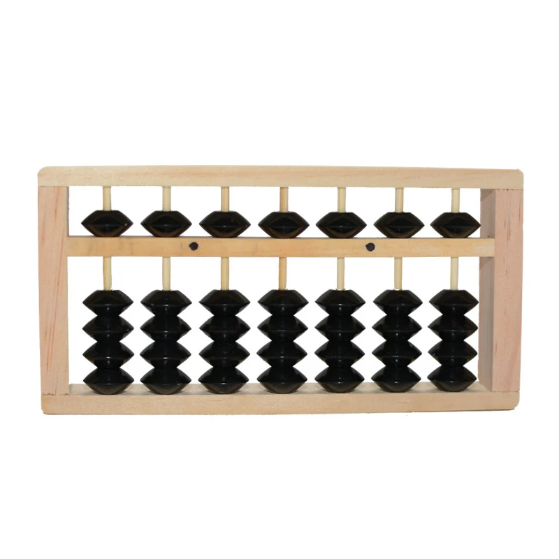 1 Piece Portable Children Math Arithmetic Calculating Counting Frame Student Educational Toy 7 Column 5-Bead Wooden Abacus