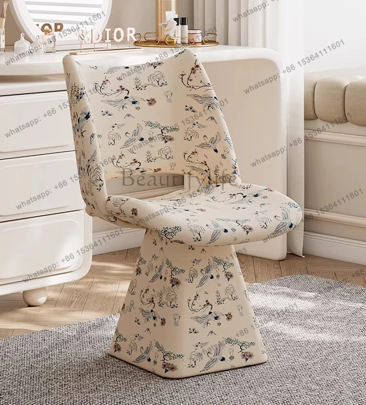 Light luxury makeup rotatable girls dresser stool cream style advanced feeling backrest makeup chair