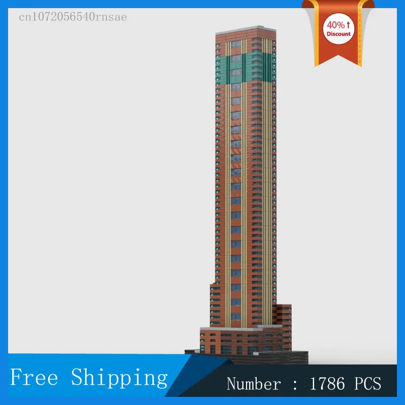 Moc City Architecture Street View Music Hall Tower at 1/650th Scale Model Building Block Assembly Collection Toy Gifts