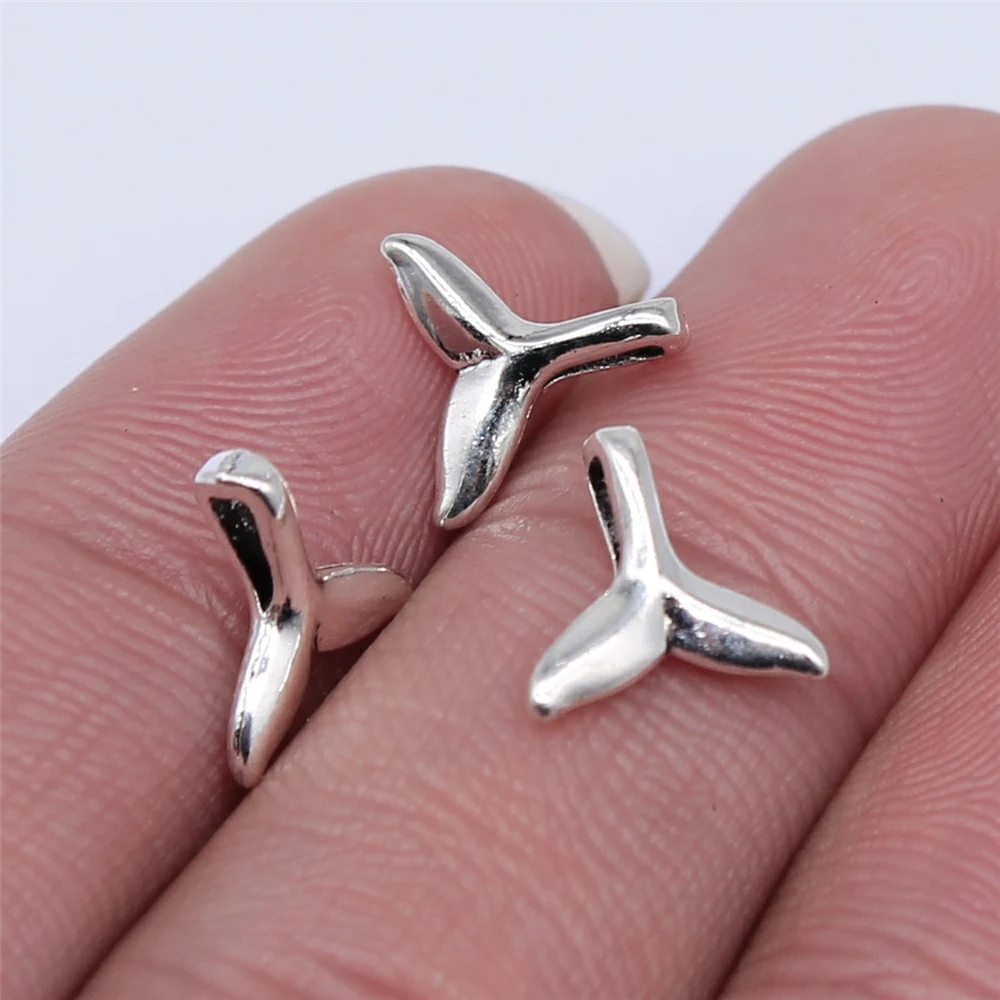 

500pcs 10x10mm Antique Silver Color Whale Tail Charms For Jewelry Making DIY Jewelry Findings