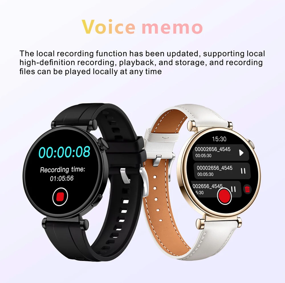 

Lady Smartwatch Women 4GB Local Music Sound Recording 1.3" Blue Tooth Call Smart Watch Heart Rate NFC Men Sports Fitness Compass