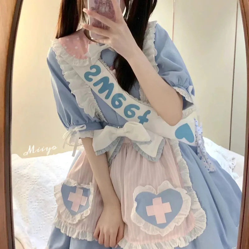 Japanese Sweet Lolita Dress Original by Fisherman Lolita Love Redemption Lolita Dress Short sleeved Princess Dress Daily