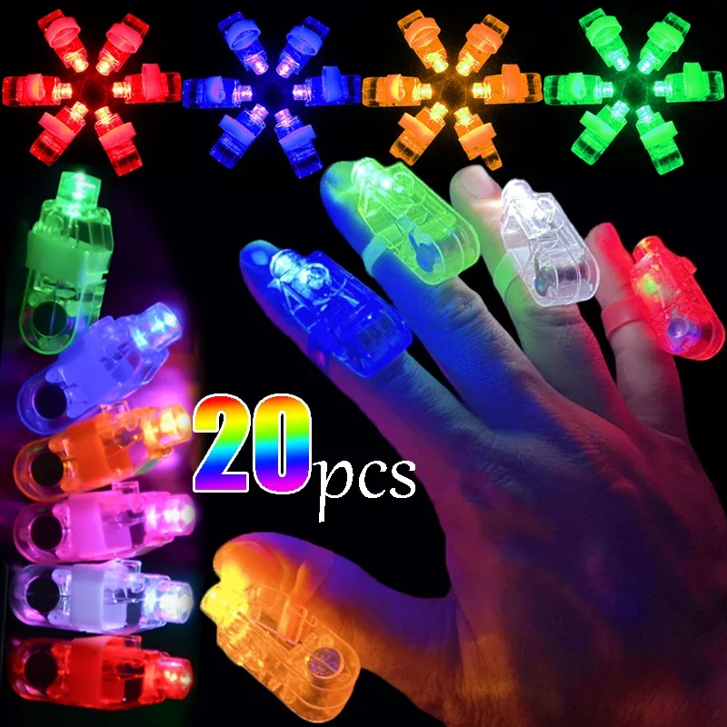 20/1pcs LED Lights Finger Rings Children Glow in The Dark Flashing Luminous Ring Toys Dazzle Colour Playing Party Supplies Gifts