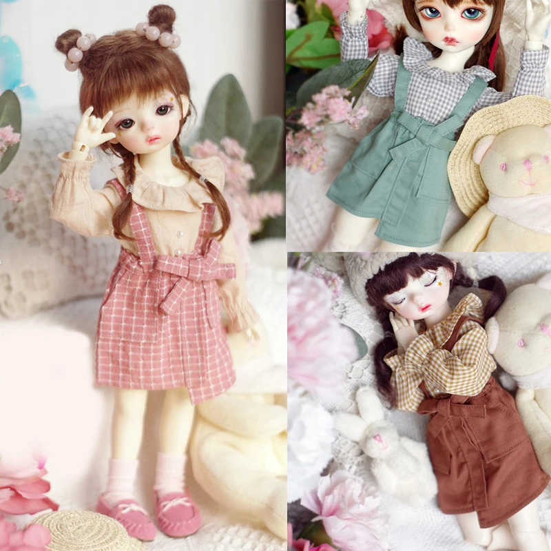 D03-P695 children toy BJD DD SD MSD  1/6 YOSD clothes accessories Two-piece suspender skirt set