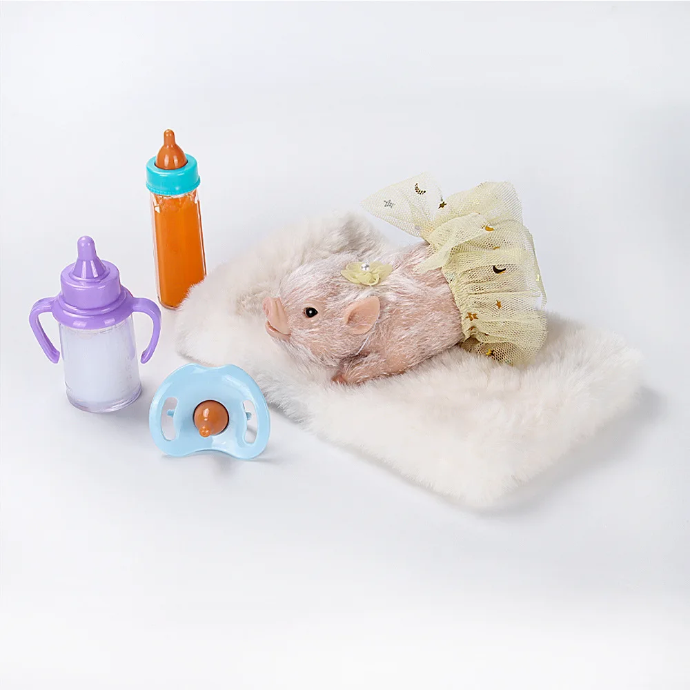 ミニシリコン動物豚ベビー人形おもちゃスクイーズリアルなかわいいリボーン豚新生児人形子供ままごとおもちゃコレクションギフト