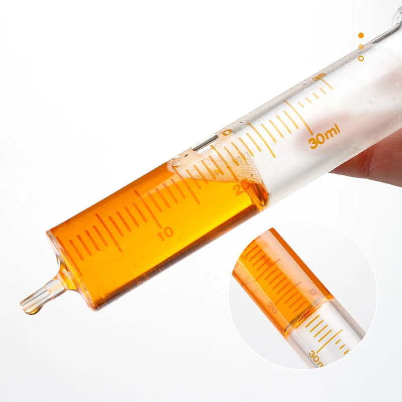 10 pieces glass needle syringe fine mouth graduated syringe 5/10/20/25/30/50ml sampler
