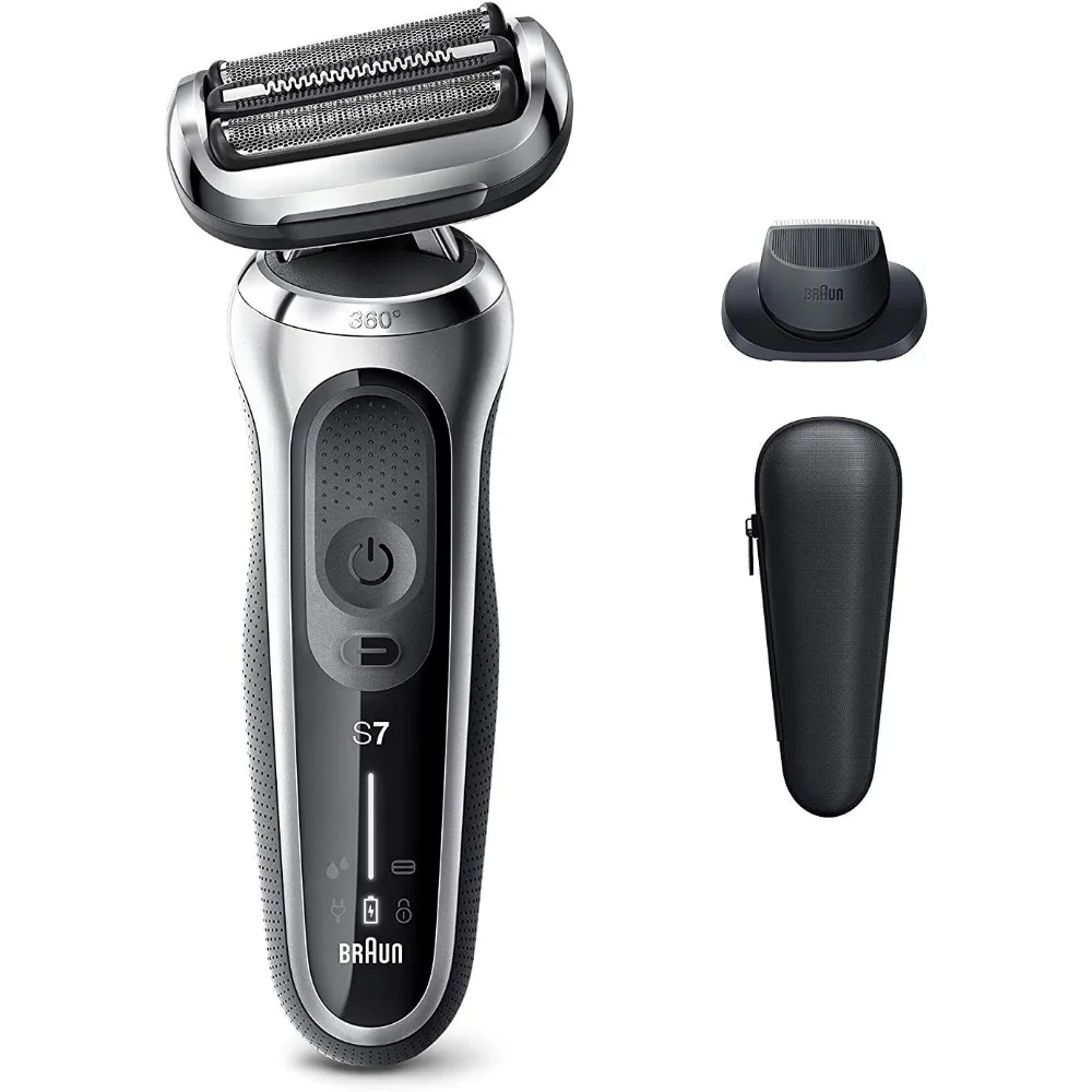 Series 7 7020s Flex Electric Razor for Men with Precision Trimmer, Wet & Dry, Rechargeable, Cordless Foil Shaver, Silver