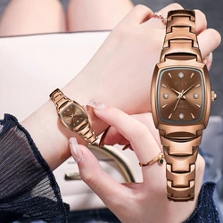 Reloj de acero inoxidable para mujer, relojes sencillos a la moda para mujer, reloj de pulsera elegante de cuarzo con diamantes de imitación de lujo para mujer, reloj de regalo