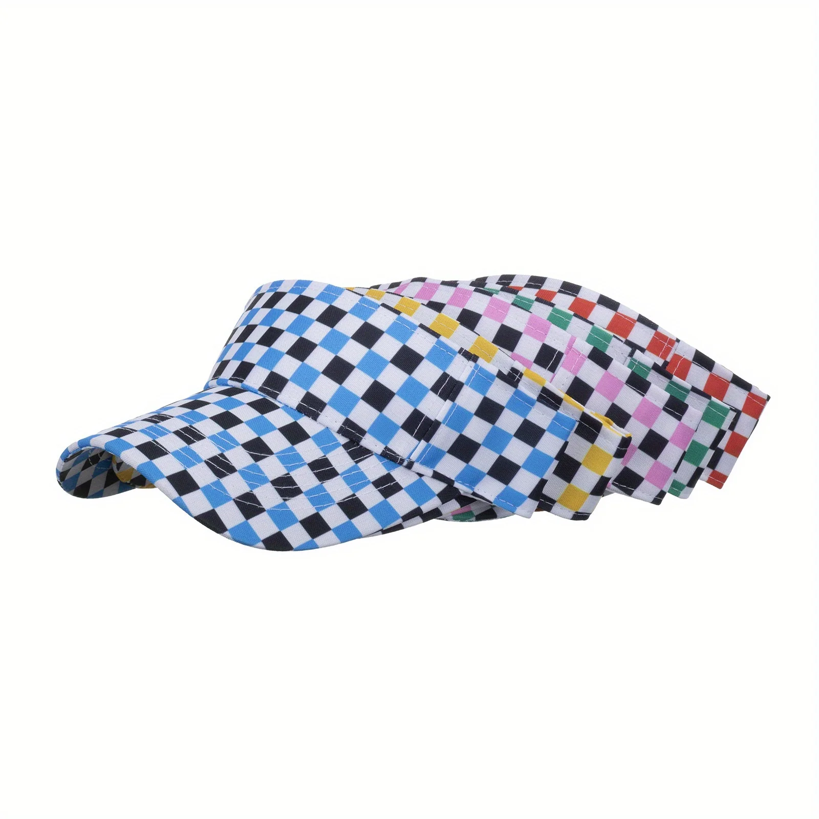 

Checkerboard Pattern Sun Hat Women Breathable Open Top Design Ponytail Hole UV Protection Outdoor Sports Cycling