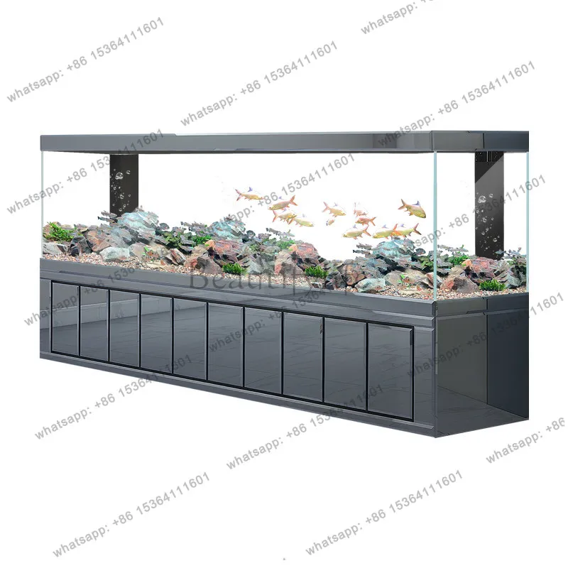 High-end large glass fish tank living room 2025 new water-free aquarium customization