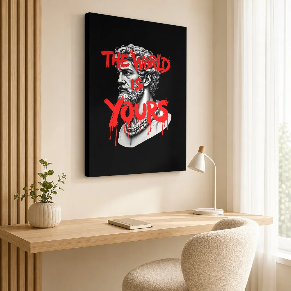 The World Is Yours - Grafitti Font - Hipster Poseidon Canvas Poster Custom Modern Aesthetic Wall Paintings Decoration for Office