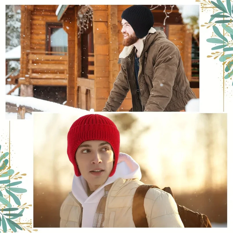 1-2pcs Winter Thickened Ultra-Warm Men Sporty Knit Hat With 