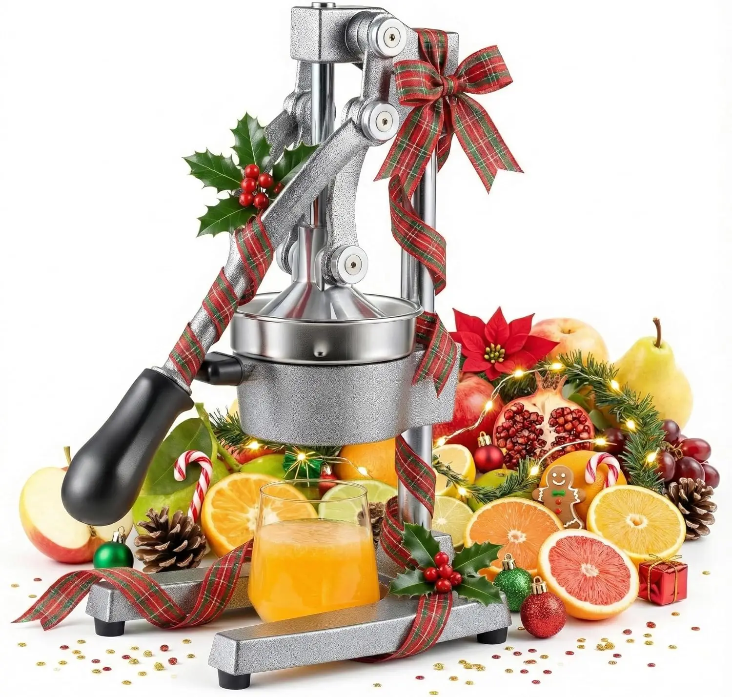 

Manual Citrus Juicer, Heavy Duty Cast Iron Juice Press with Removable Strainer for Orange Lemon Pomegranate
