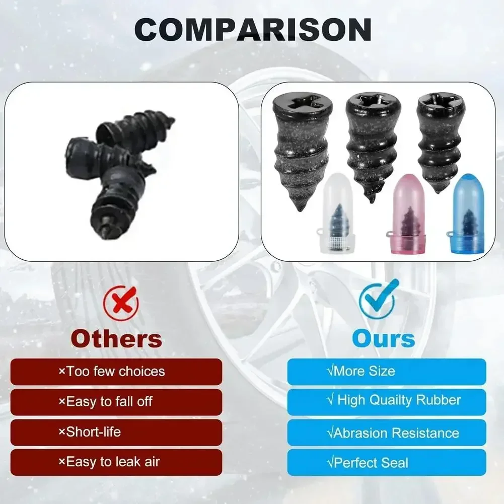 Reparação universal de pneus de carro a vácuo, unhas de borracha, reparo de pneus, parafuso de borracha, ferramentas em plugue sem câmara de ar, kit de acessórios