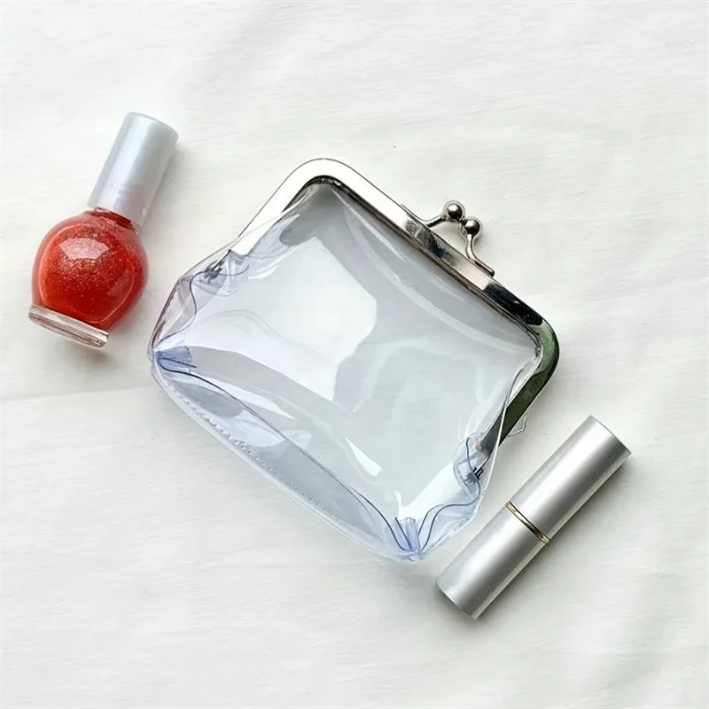 2025 Transparent Coin Purse Lipstick Credit ID Card Iron Mouth Clip Wallet Portable Bus Card Holder Multifunctional Change Purse
