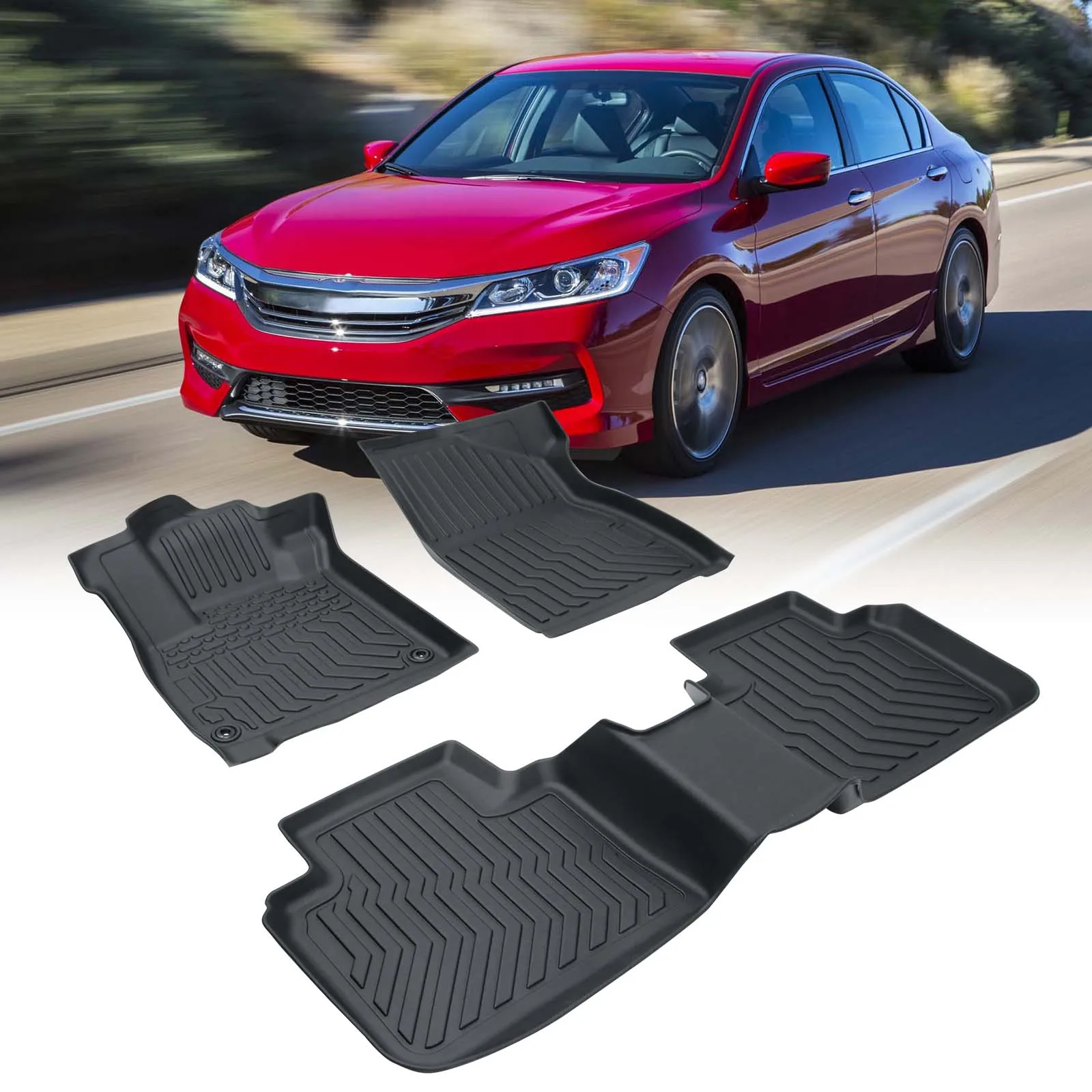 TPE Rubber Car Floor Mats All-Weather For 18-21 Honda Accord