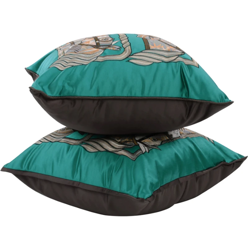 Diphylleia H Style Horse Head Heavy Embroidery Cushion Cover Luxury Decorative Pillow Case 50x50cm For Beverly Hills Villa Hotel