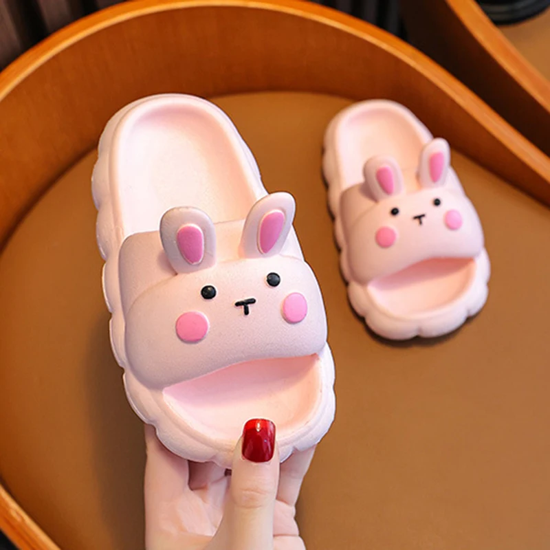 Children\'s Girls Boys Non-slip Home Bathroom Soft Slipper Summer Kids Slippers Cute Kids Cartoon 3D-Rabbit Slippers