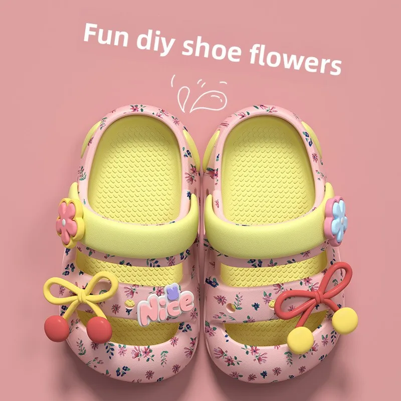 Children's Home Bow Slippers 2026 New EVA Outdoor Anti Slip Kids Sandals Boys Girls Cartoon Toe Protection Beach Shoes - view 2