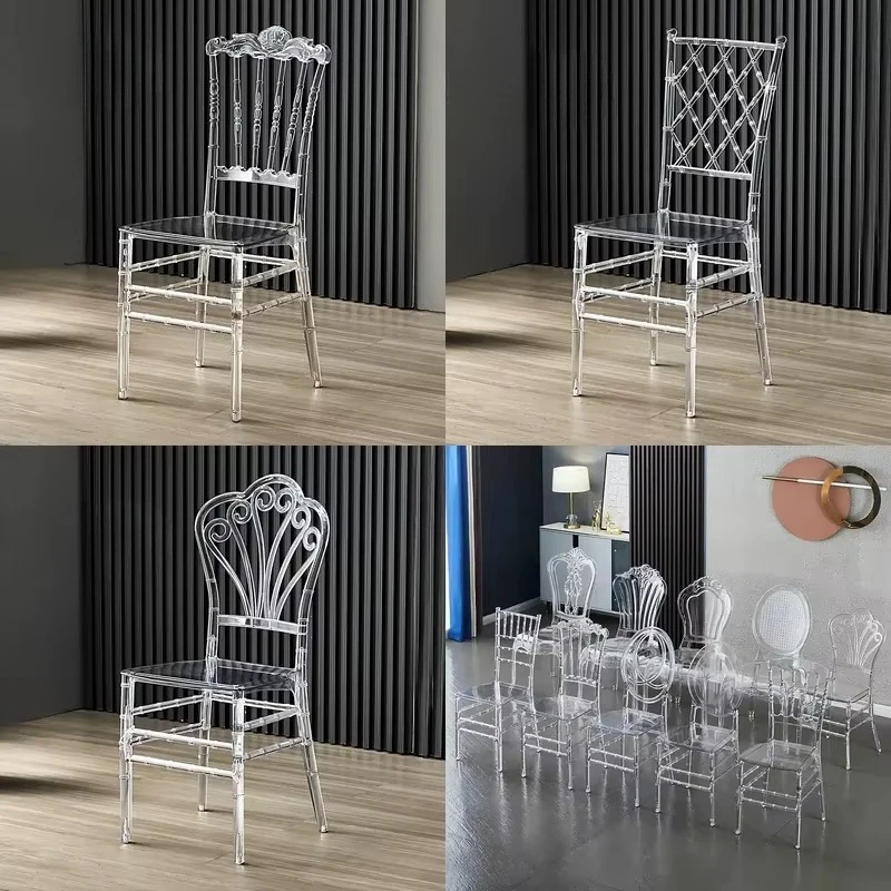 Transparent Acrylic Crystal Chair For Wedding Banquet Hotel Outdoor Event Durable Plastic Napoleon Style Clear Dining Seat