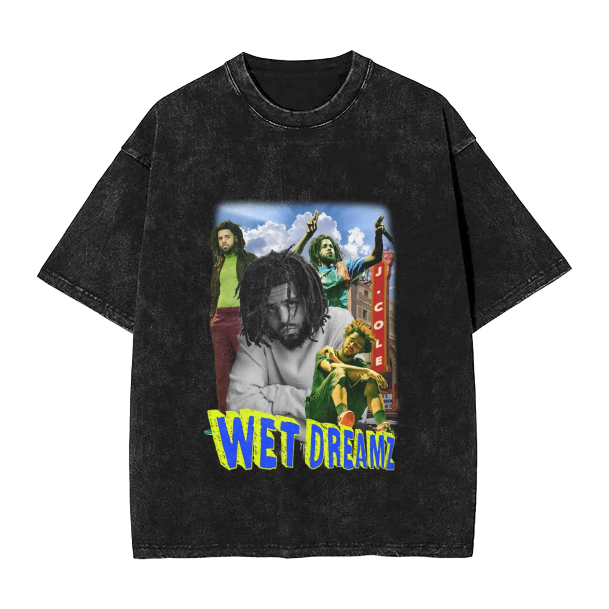 J Cole Wet Dreamz Classic Cool A Washed T Shirt Men's Women's Oversized Cotton Tees Tops