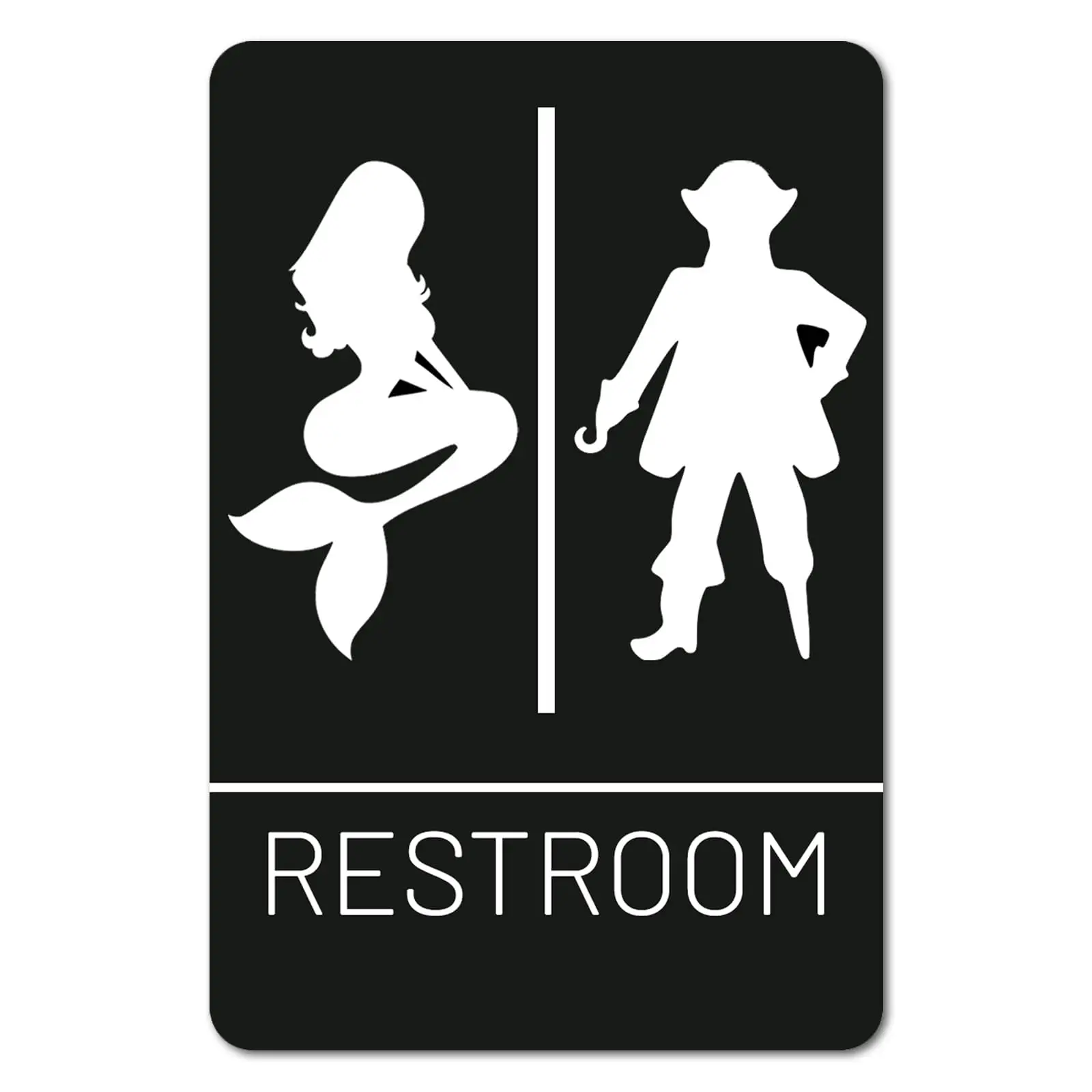 Bestylez Funny Mermaid Pirate Vintage Bathroom Sign Pirate Gifts Nautical Beach Boat Themed Gifts Bathroom Wall Decor  (516)