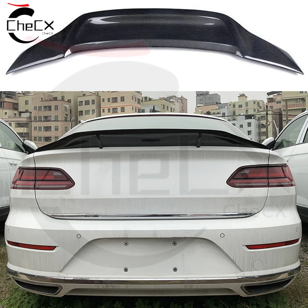 

Suitable for Volkswagen 2019-202 CC Fiberglass Material Rear Spoiler R Style Car Rear Cover Glossy Black Spoiler Tail Wing