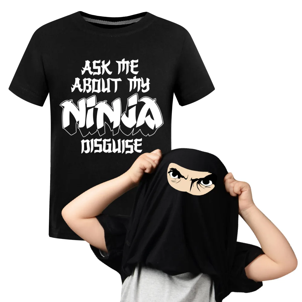 Kids Ask Me about My Ninja Disguise Flip T Shirt Funny Costume Graphic Boy\'s Cotton T-Shirt Humor Gift Women Top Tee