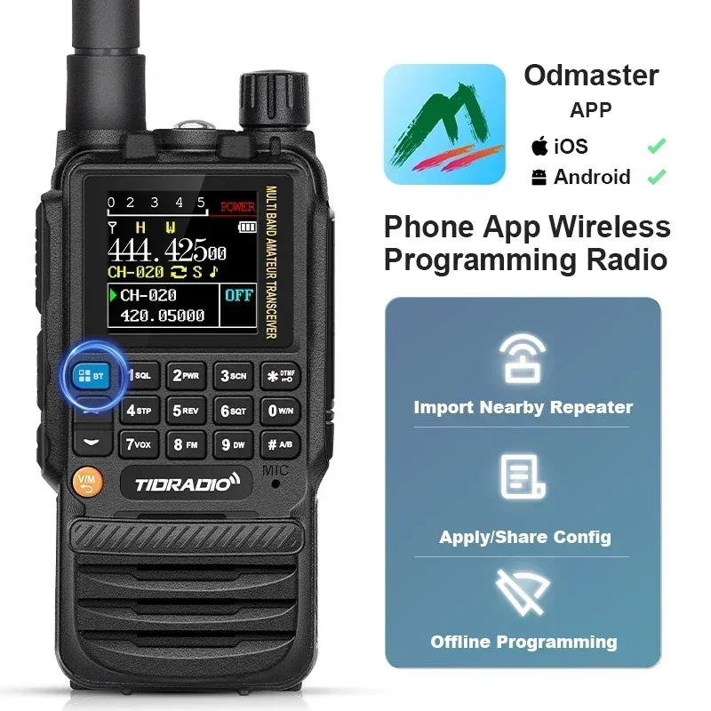 TIDRADIO H3 Walkie Talkie Приложение для телефона Беспроводное программирование Двойной PTT Air Band Радио дальнего действия Кабель USB Type-C