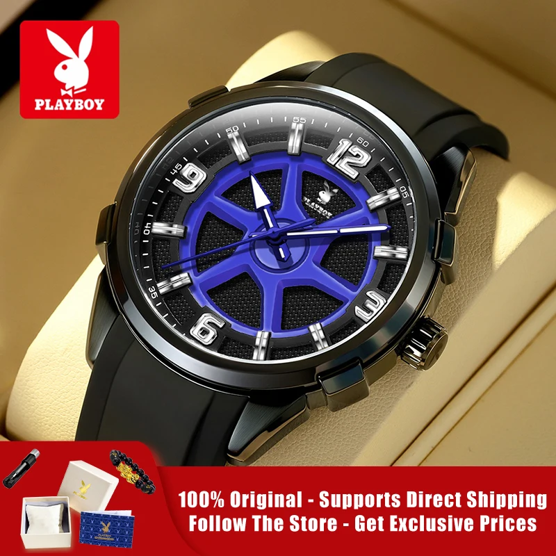 

PLAYBOY 3519 Brand original authentic watches for man luxury Silicone strap fashion casual quartz men's watch