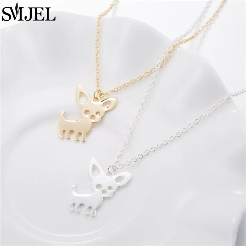 SMJEL Cartoon Chihuahua Dog Pendant Necklaces for Women Love My Pet Animal Necklace Chokers Ketting Jewelry Party Gift