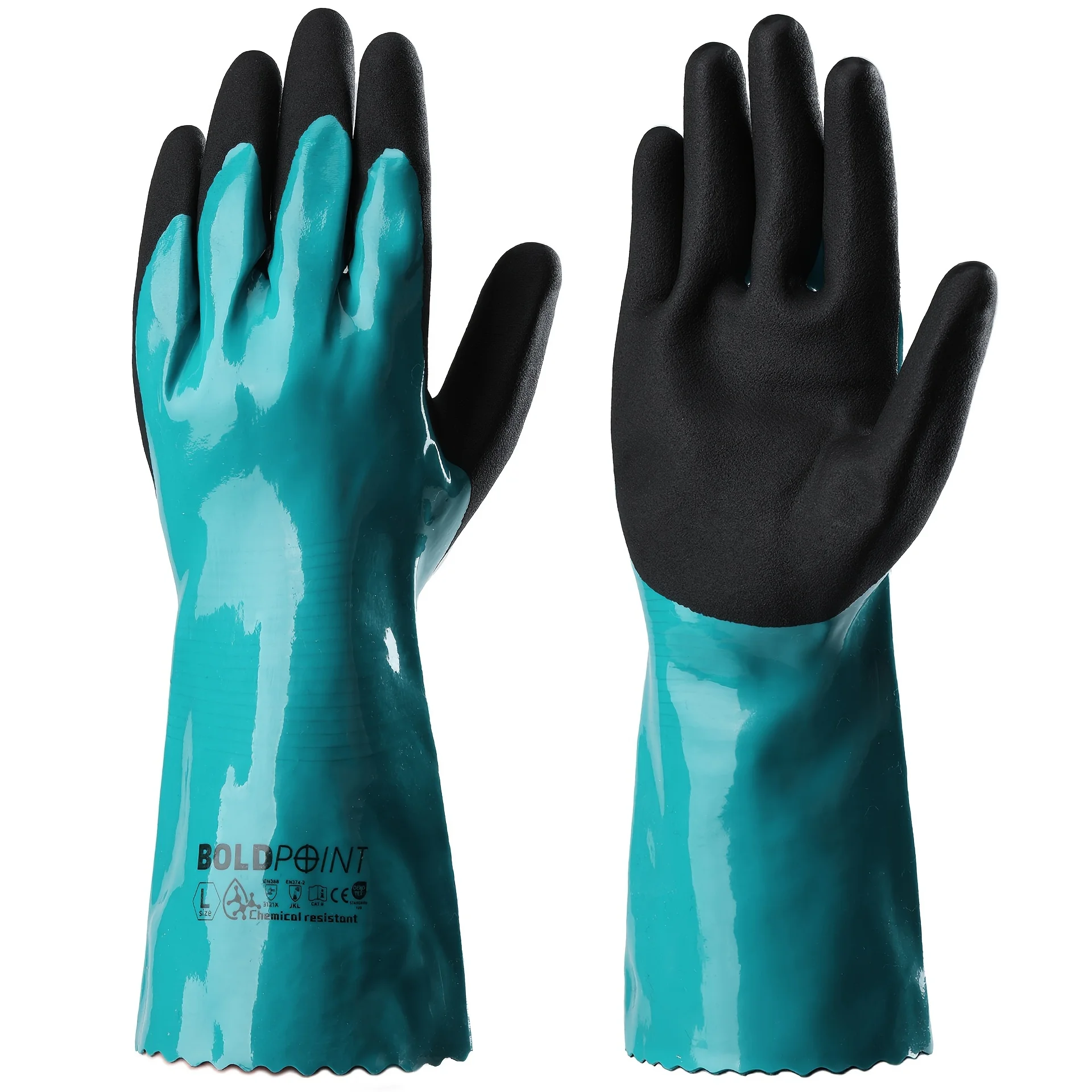 Gants optiques en PVC imperméables, finition sableuse coordonnante, raffinage du pétrole, exploitation minière, agriculture, jardinage, 13 po, 1 paire